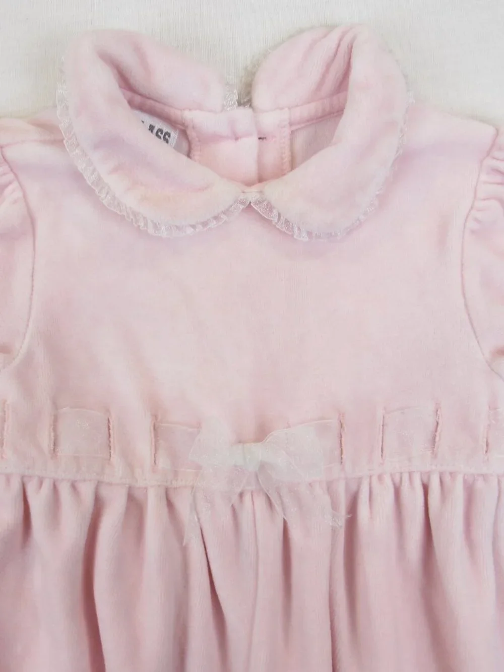 Class Club Baby 9M Girl Romper Pink Velour Peter Pan Collar Long Sleeve
